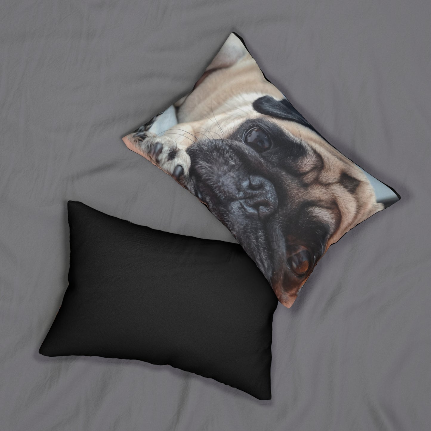 Spun Polyester Lumbar Pug Pillow